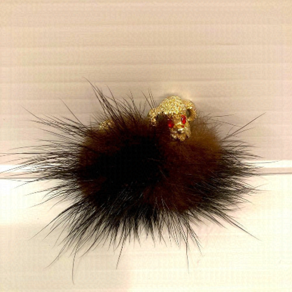 FUR poodle brooch